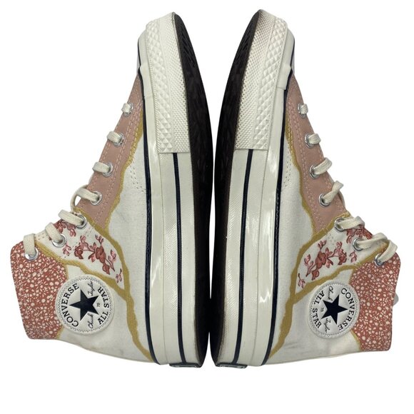 Converse chuck 70 High Top Egret Metallic Floral Sneakers Women’s size 8 - Picture 6 of 11